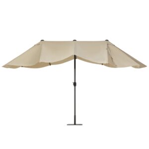 wohnli-moebel-suche-800000543840-1 DOPPELSONNENSCHIRM taupe 270/460/247 cm Sibilla Textil Beliani Garten & Outdoor > Sonnen- & Sichtschutz > Sonnen- & Ampelschirme Taupe