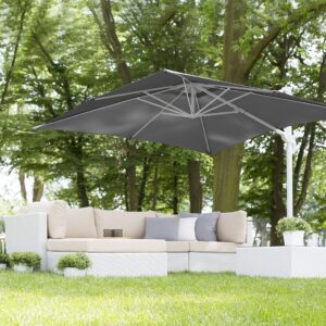 wohnli-moebel-suche-800000543842-1 AMPELSCHIRM dunkelgrau/weiß 250/250/235 cm Monza Textil Beliani Garten & Outdoor > Sonnen- & Sichtschutz > Sonnen- & Ampelschirme Grau