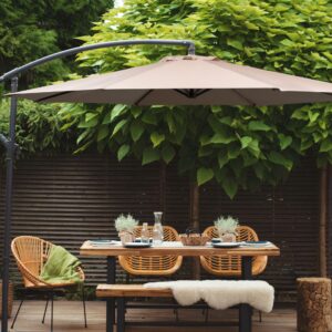 wohnli-moebel-suche-800000543873-1 AMPELSCHIRM Sandbeige 300 cm Ravenna Textil Beliani Garten & Outdoor > Sonnen- & Sichtschutz > Sonnen- & Ampelschirme Schwarz