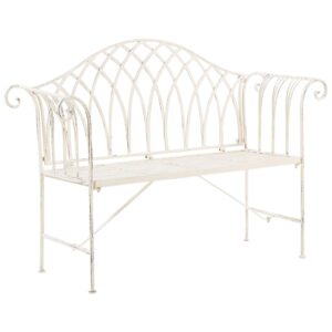 wohnli-moebel-suche-800000544171-1 GARTENBANK Metall weiß 130 cm Milazzo Metall Beliani Garten & Outdoor > Gartenmöbel > Gartenbänke Weiß