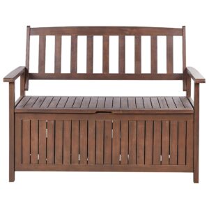 wohnli-moebel-suche-800000544181-1 GARTENBANK Akazienholz dunkelbraun mit Stauraum Auflage hellgrau Sovana 120 cm Holz Beliani Garten & Outdoor > Gartenmöbel > Gartenbänke Braun
