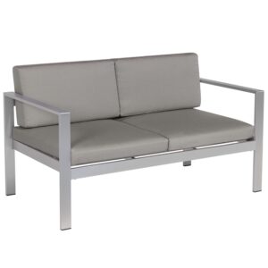 wohnli-moebel-suche-800000544223-1 GARTENSOFA Aluminium 2-Sitzer Auflagen dunkelgrau Salerno Metall Beliani Garten & Outdoor > Gartenmöbel Grau
