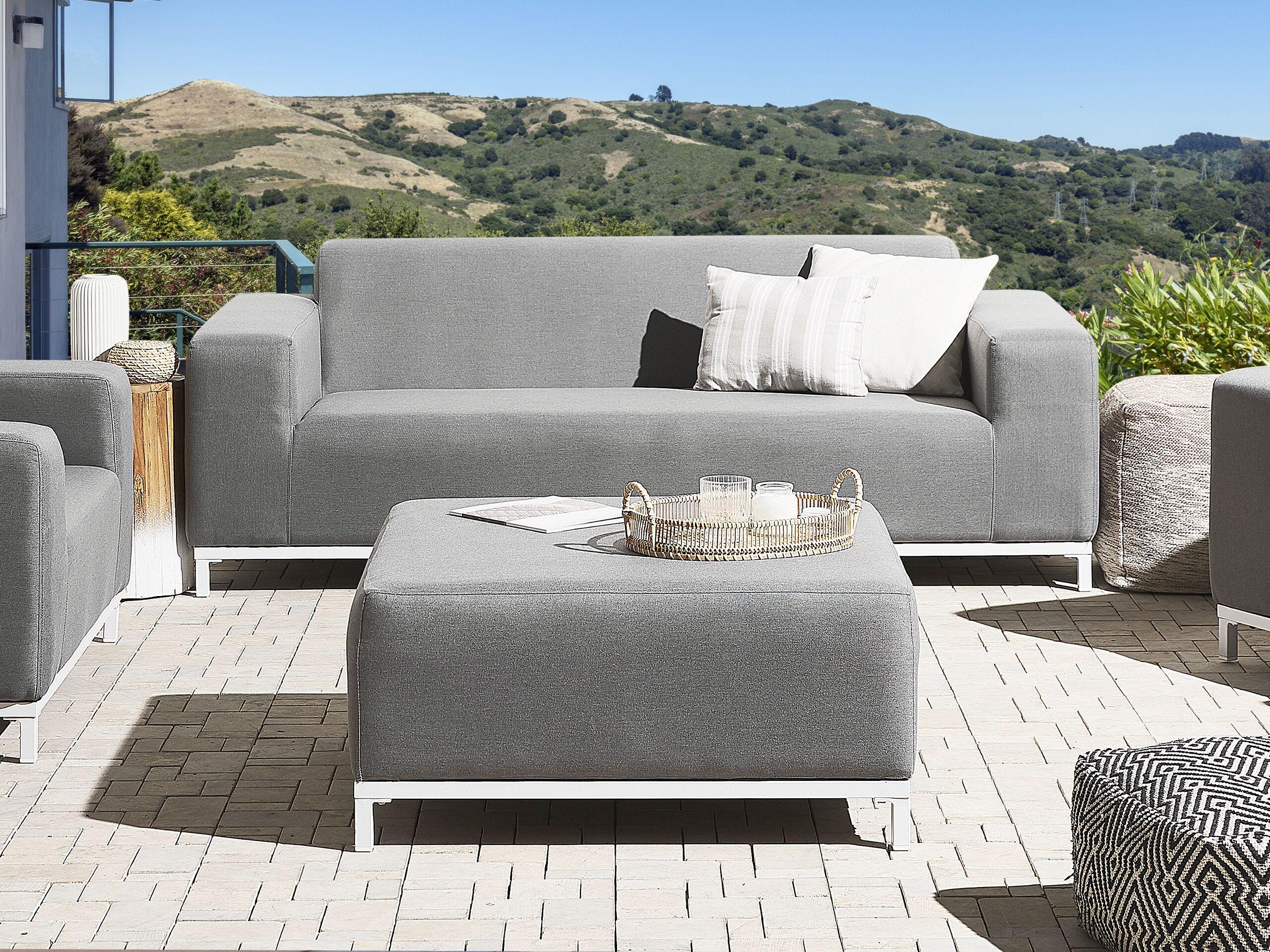 GARTENSOFA 3-Sitzer grau/weisses Gestell Rovigo Textil Beliani Garten & Outdoor > Gartenmöbel Grau