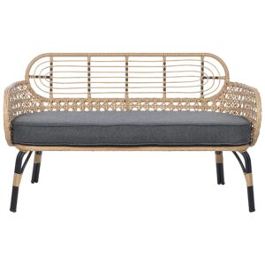 Wohnli Möbelsuche - GARTENSOFA 2-Sitzer Rattan natürlich 122 cm Auflage graphitgrau Pratello