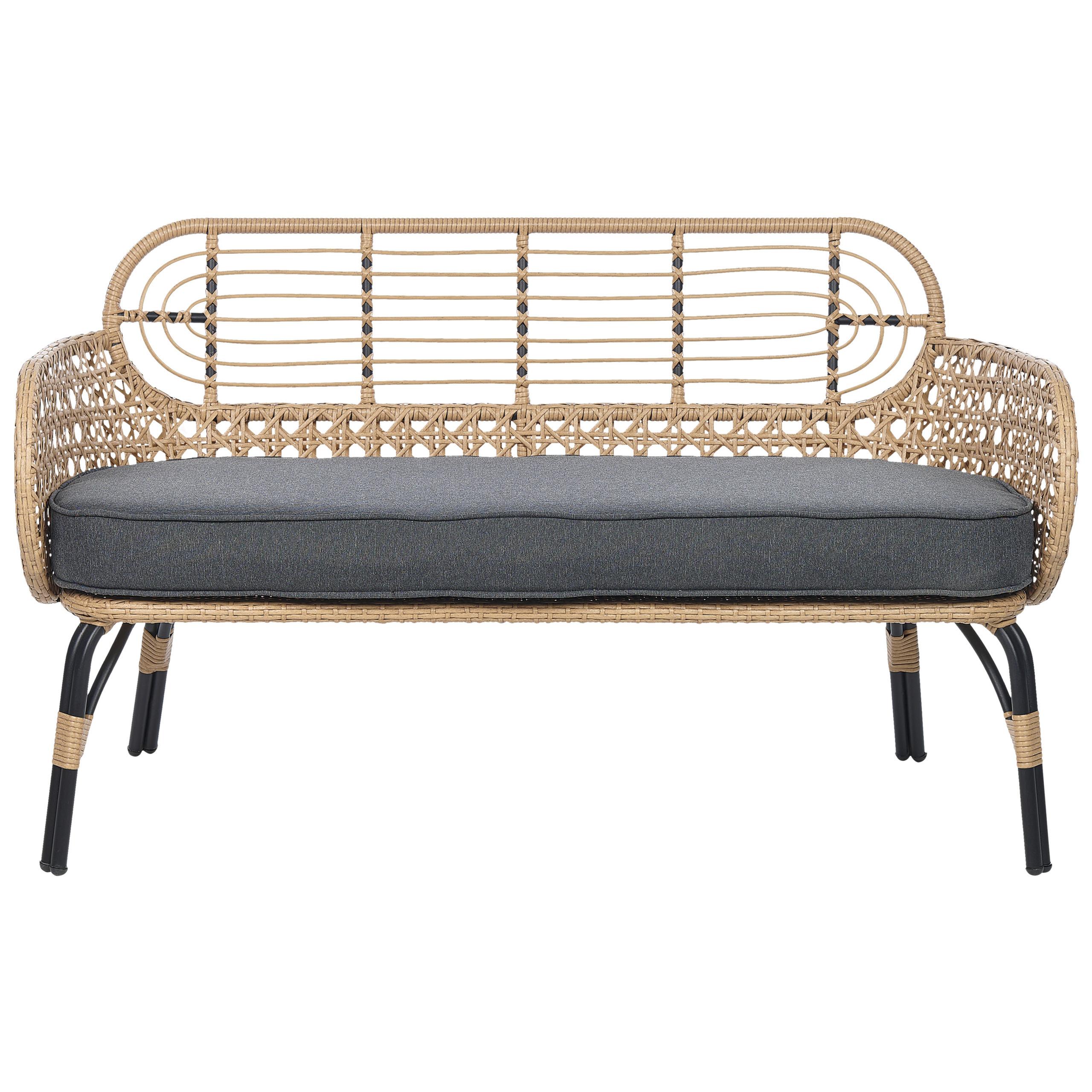 wohnli-moebel-suche-800000544270 Wohnli Möbelsuche - GARTENSOFA 2-Sitzer Rattan natürlich 122 cm Auflage graphitgrau Pratello