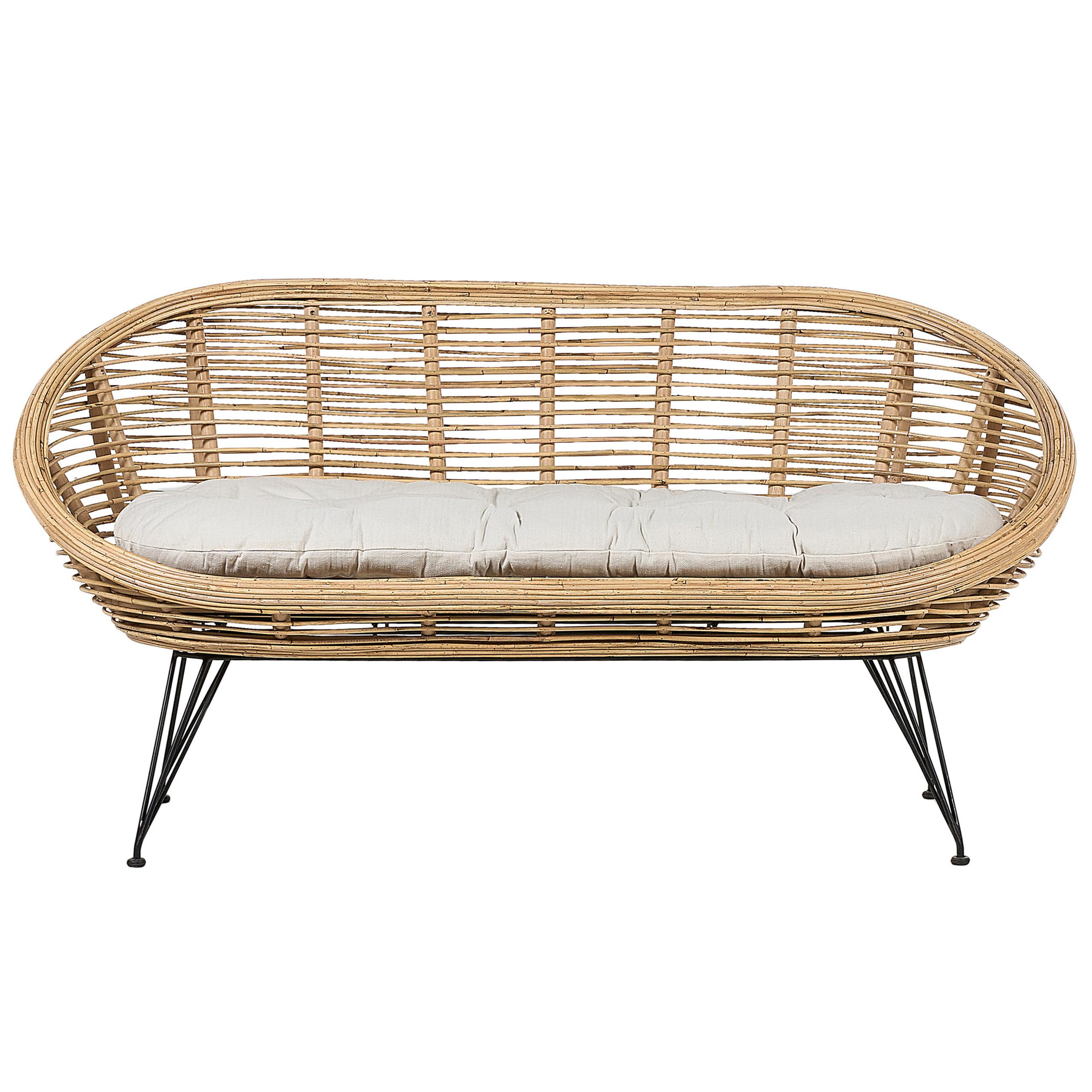 wohnli-moebel-suche-800000544278 Wohnli Möbelsuche - GARTENSOFA 2-Sitzer Rattan natürlich Auflage hellbeige Maratea