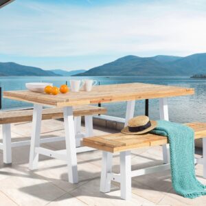 wohnli-moebel-suche-800000544286-1 SITZBANK Akazienholz weiß/hellbraun 140 cm Scania Holz Beliani Garten & Outdoor > Gartenmöbel > Gartenbänke Weiß