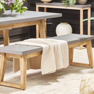 wohnli-moebel-suche-800000544292-1 SITZBANK Beton/Akazienholz grau/heller Holzfarbton 160 cm Oria Stein Beliani Garten & Outdoor > Gartenmöbel > Gartenbänke Grau