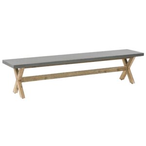 wohnli-moebel-suche-800000544293-1 GARTENBANK Faserzement/Akazienholz grau/heller Holzfarbton 200 cm Olbia Stein Beliani Garten & Outdoor > Gartenmöbel > Gartenbänke Grau