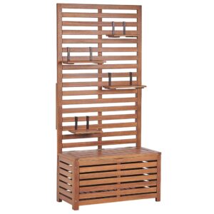 wohnli-moebel-suche-800000544423-1 GARTENBANK Akazienholz hellbraun mit Stauraum Wandpaneel 80 cm Matino Holz Beliani Garten & Outdoor > Gartenmöbel > Gartenbänke Braun