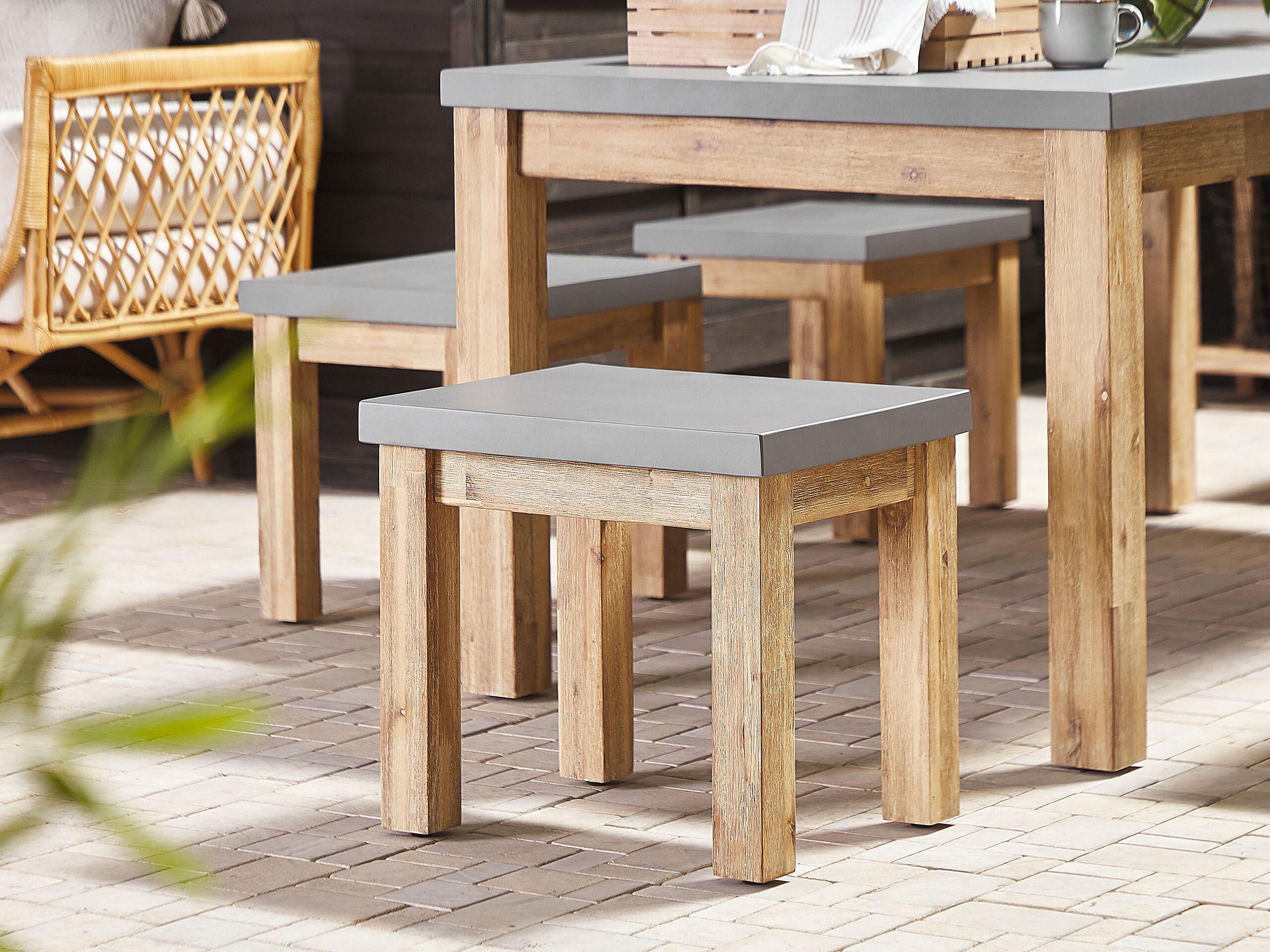 GARTENSTUHL 2er-Set Akazienholz grau Ostuni Stein Beliani Möbel > Sessel > Hocker Grau