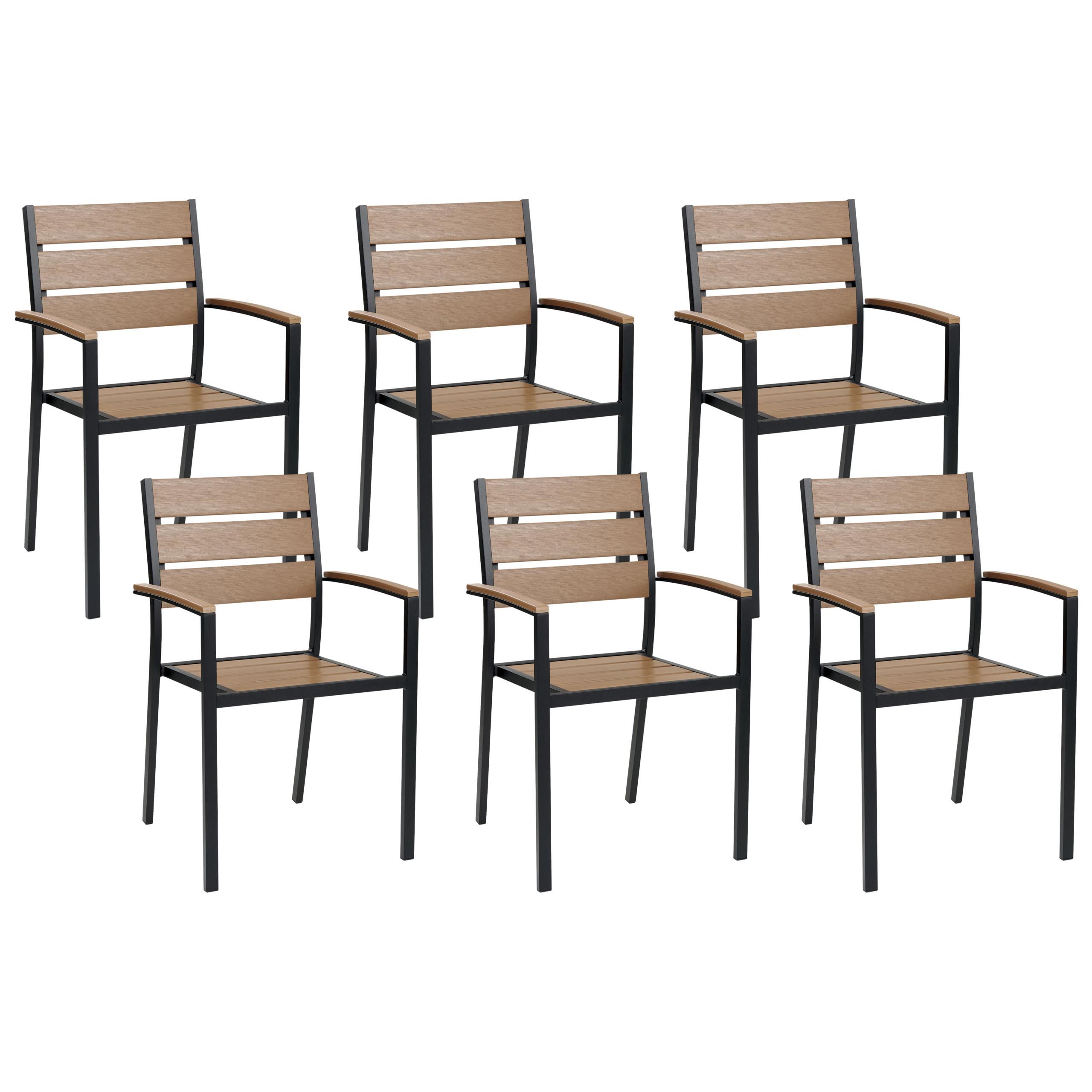 Wohnli Möbelsuche - GARTENSTUHL 6er-Set Kunstholz hellbraun/schwarz Vernio