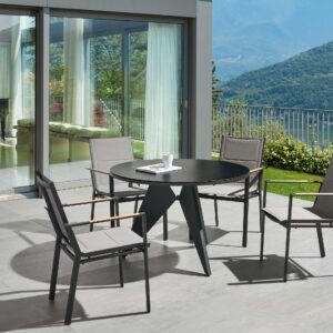 wohnli-moebel-suche-800000544521-1 GARTENSTUHL 4er-Set Aluminium schwarz Busseto Metall Beliani Garten & Outdoor > Gartenmöbel > Gartenstühle Schwarz