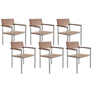 wohnli-moebel-suche-800000544530 Wohnli Möbelsuche - GARTENSTUHL 6er-Set Edelstahl / Teakholz hellbraun Viareggio