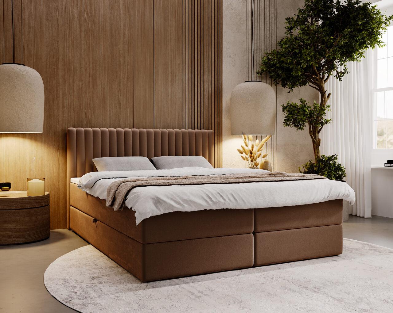 wohnli-moebel-suche-800000544980-1 BOXBETT Marbella 180x200 Braun Textil Graingold Möbel > Betten > Boxspringbetten Braun
