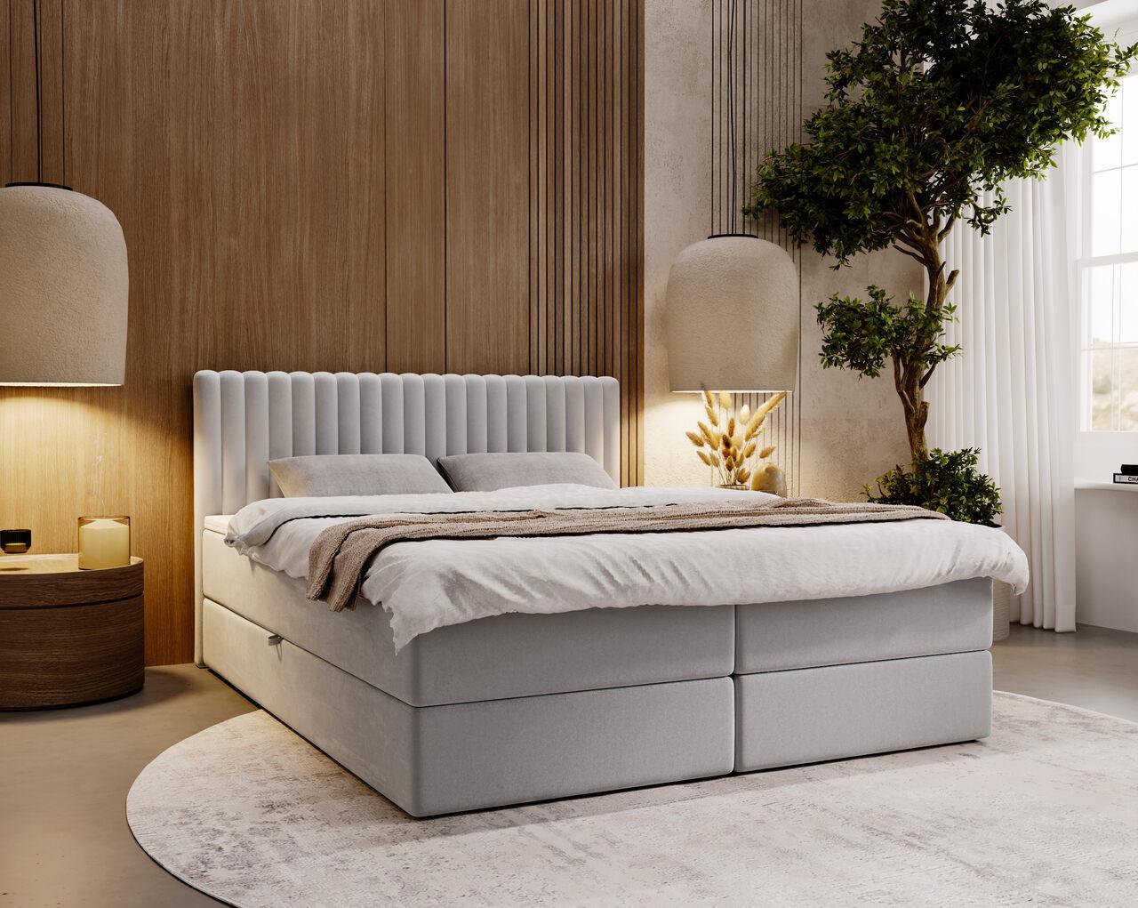 wohnli-moebel-suche-800000544998-1 BOXBETT Marbella 160x200 Hellgrau Textil Graingold Möbel > Betten > Boxspringbetten Grau