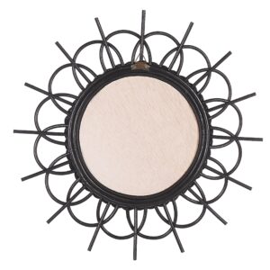 WANDSPIEGEL Rattan schwarz Sonnenform 60 cm Telakia Naturmaterialien Beliani Spiegel > Wandspiegel Schwarz