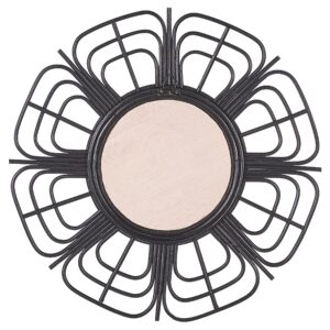 wohnli-moebel-suche-800000548213-1 WANDSPIEGEL Rattan schwarz Sonnenform 60 cm Pasaku Naturmaterialien Beliani Spiegel > Wandspiegel Schwarz