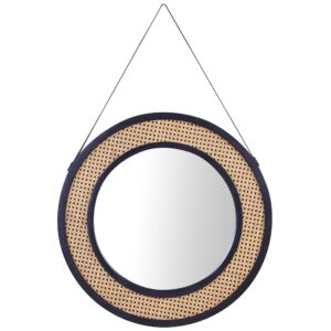 wohnli-moebel-suche-800000548248 Wohnli Möbelsuche - WANDSPIEGEL Rattan naturfarben/schwarz mit Aufhängeband rund 70 cm Cambrai