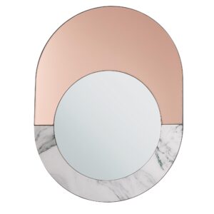 wohnli-moebel-suche-800000548289 Wohnli Möbelsuche - WANDSPIEGEL roségold/weiß Marmor Optik oval 65/50 cm Rety