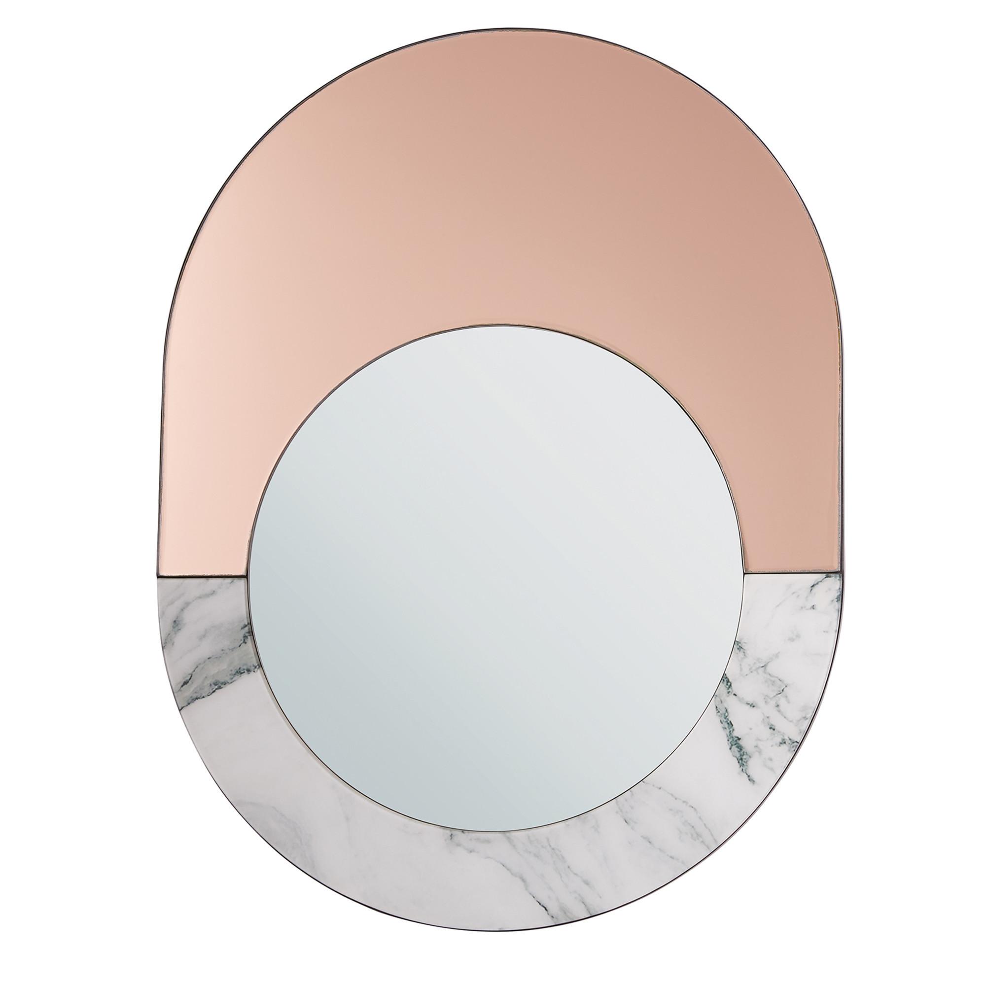 wohnli-moebel-suche-800000548289 Wohnli Möbelsuche - WANDSPIEGEL roségold/weiß Marmor Optik oval 65/50 cm Rety