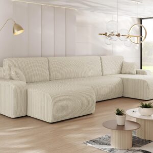 wohnli-moebel-suche-800000548891-1 WOHNLANDSCHAFT Piano U Cord Textil MIRJAN24 Möbel > Sofas & Couches > Wohnlandschaften > Wohnlandschaften U-Form Weiß