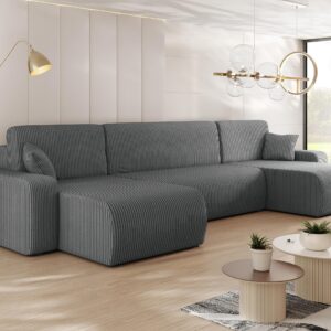 wohnli-moebel-suche-800000548900-1 WOHNLANDSCHAFT Piano U Cord Textil MIRJAN24 Möbel > Sofas & Couches > Wohnlandschaften > Wohnlandschaften U-Form Grau