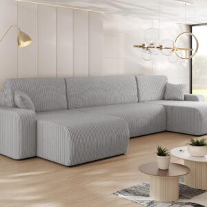wohnli-moebel-suche-800000548905-1 WOHNLANDSCHAFT Piano U Cord Textil MIRJAN24 Möbel > Sofas & Couches > Wohnlandschaften > Wohnlandschaften U-Form Grau