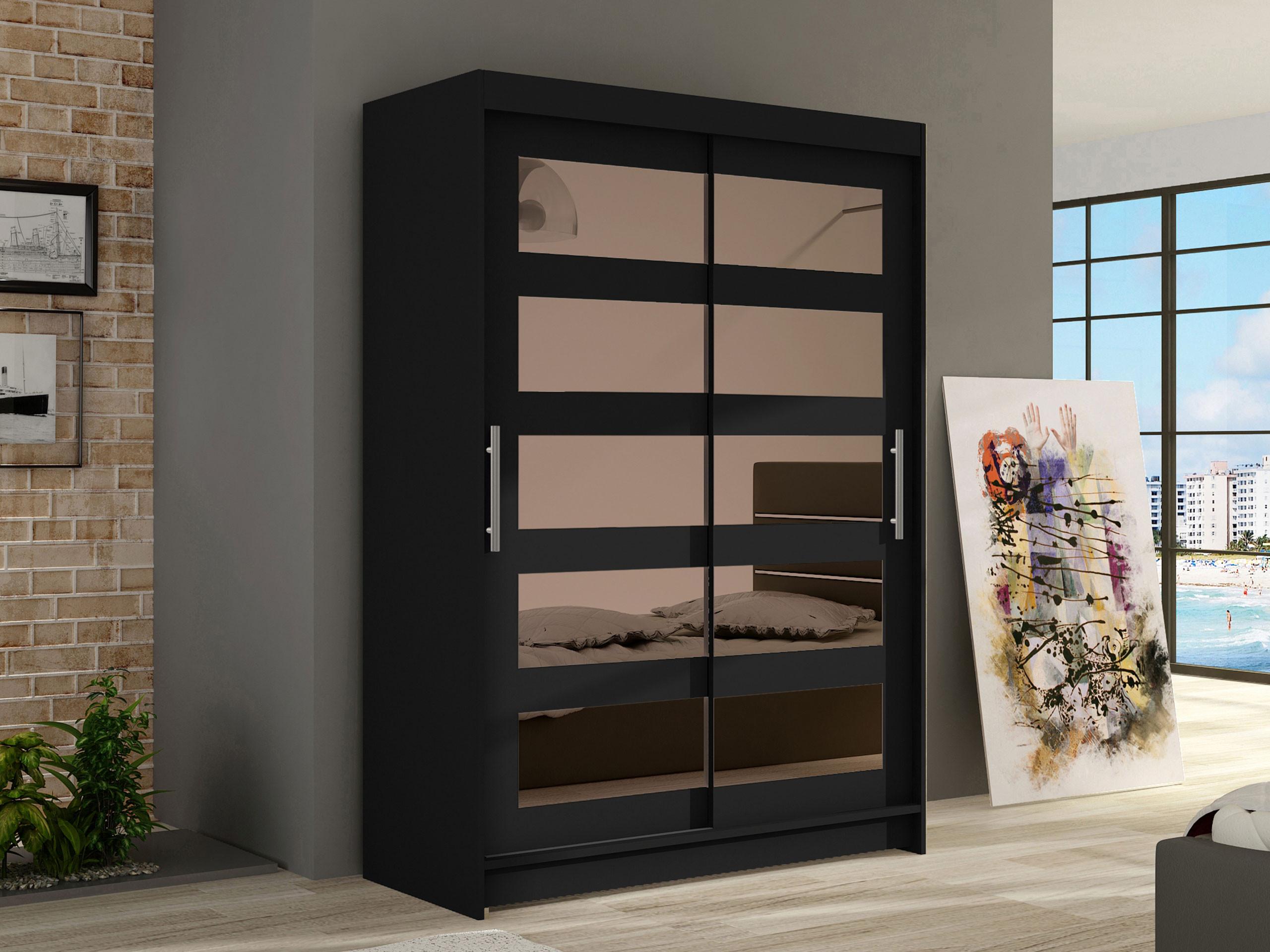 KLEIDERSCHRANK Miami IV Holzwerkstoff MIRJAN24 Möbel > Schränke > Kleiderschränke Schwarz