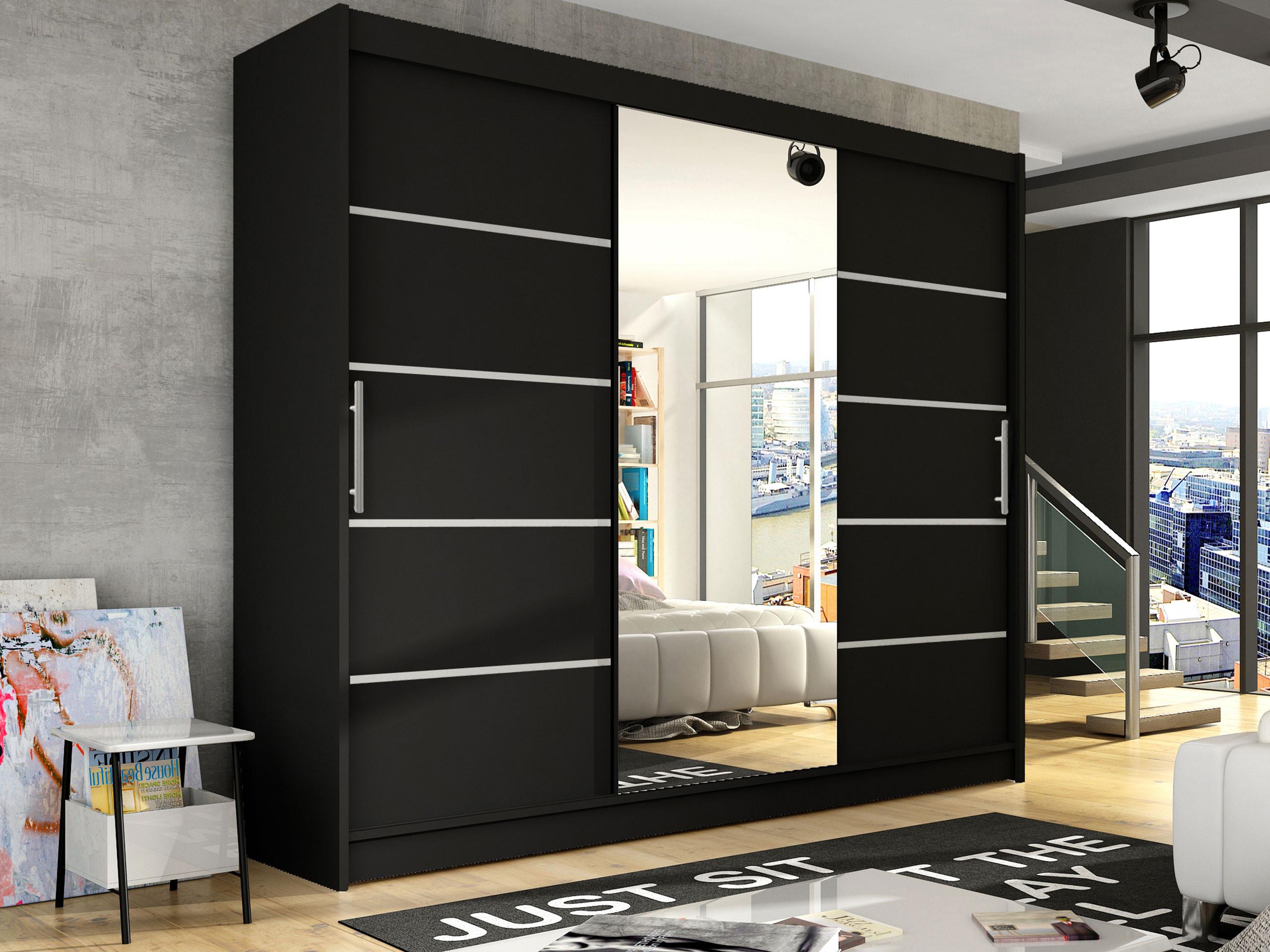 KLEIDERSCHRANK Aston VI Holzwerkstoff MIRJAN24 Möbel > Schränke > Kleiderschränke Schwarz