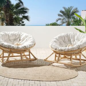 wohnli-moebel-suche-800000561045-1 SCHAUKELSTUHL 2er-SET Rattan naturfarben/hellbeige Orvieto Naturmaterialien Beliani Garten & Outdoor > Gartenmöbel > Gartenstühle Braun