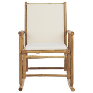 wohnli-moebel-suche-800000561047-1 SCHAUKELSTUHL Bambusholz hellbraun Auflage cremeweiß Frigole Holz Beliani Garten & Outdoor > Gartenmöbel > Gartenstühle Braun
