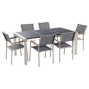 wohnli-moebel-suche-800000561505 Wohnli Möbelsuche - GARTENMÖBEL SET 6-Sitzer Naturstein schwarz poliert grau Grosseto