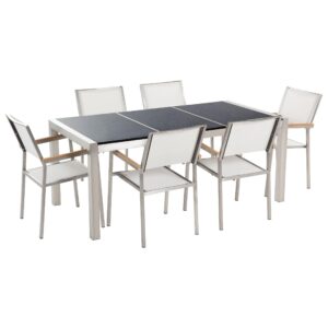 wohnli-moebel-suche-800000561512 Wohnli Möbelsuche - GARTENMÖBEL SET 6-Sitzer Naturstein schwarz poliert weiß Grosseto