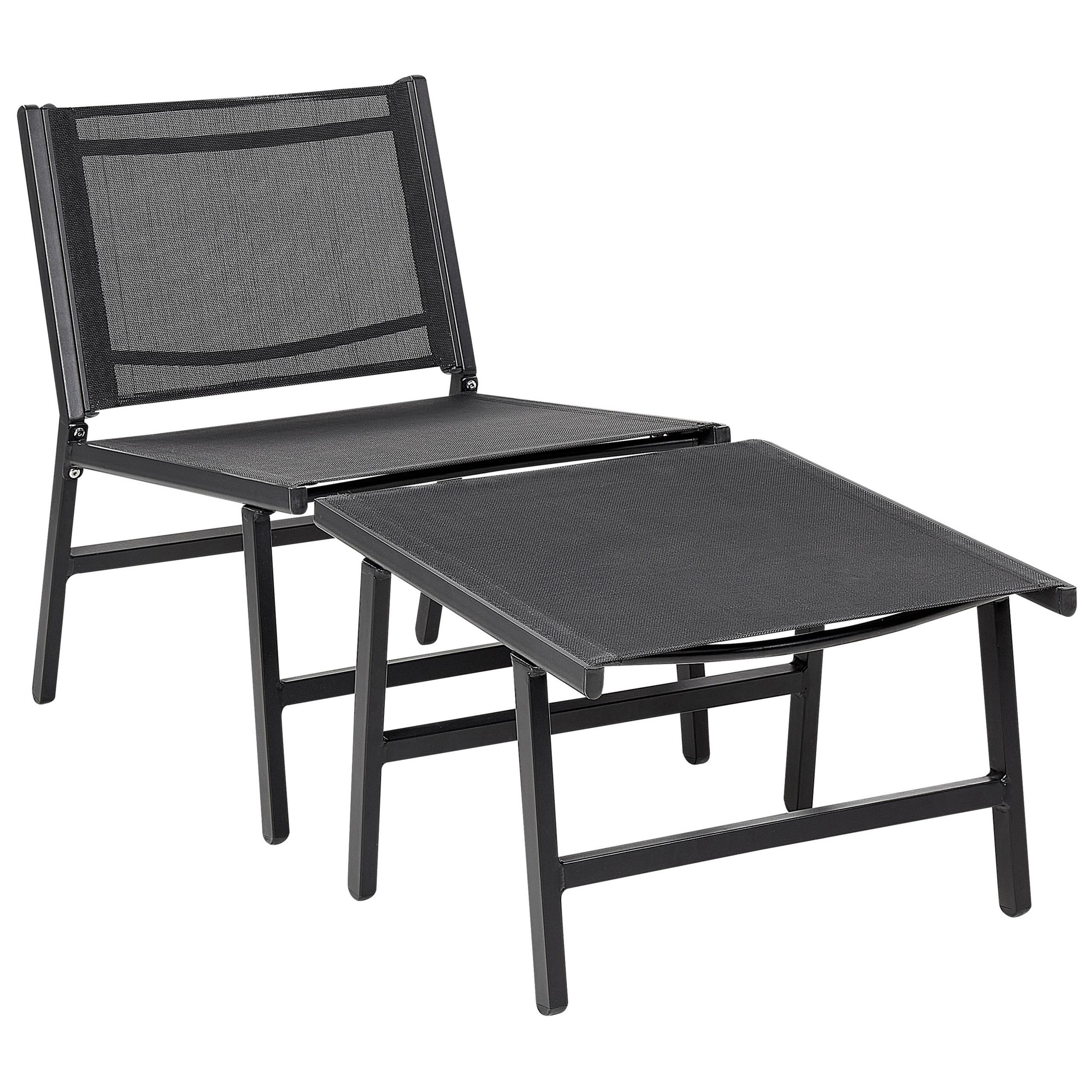 wohnli-moebel-suche-800000561536 Wohnli Möbelsuche - GARTENSTUHL Aluminium schwarz mit Fußhocker Marceddi