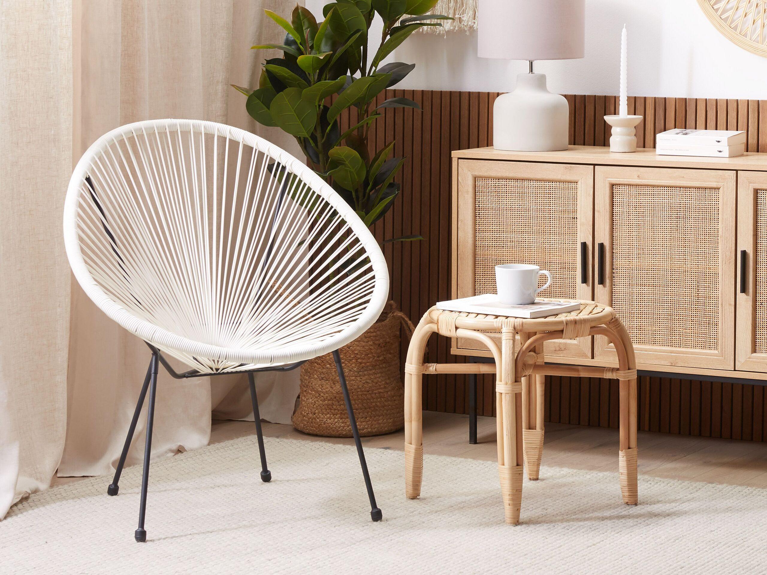 RATTANSTUHL Kunststoff weiß 70 cm Acapulco II Kunststoff Beliani Garten & Outdoor > Gartenmöbel > Gartenstühle Weiß