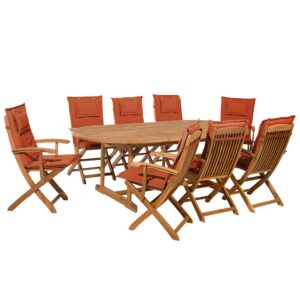 wohnli-moebel-suche-800000565159 Wohnli Möbelsuche - GARTENMÖBEL SET 8-Sitzer Akazienholz hellbraun Auflagen terracotta Maui