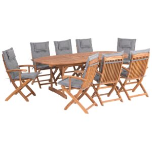 wohnli-moebel-suche-800000565170 Wohnli Möbelsuche - GARTENMÖBEL SET 8-Sitzer Akazienholz hellbraun Auflagen grau Maui