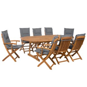 Wohnli Möbelsuche - GARTENMÖBEL SET 8-Sitzer Akazienholz hellbraun Auflagen graphit Maui