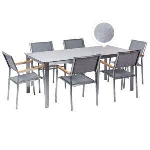 Wohnli Möbelsuche - GARTENMÖBEL SET 6-Sitzer Keramik-Glas Textil grau Cosoleto/Grosseto