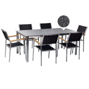 Wohnli Möbelsuche - GARTENMÖBEL SET 6-Sitzer Keramik-Glas Textil schwarz Cosoleto/Grosseto