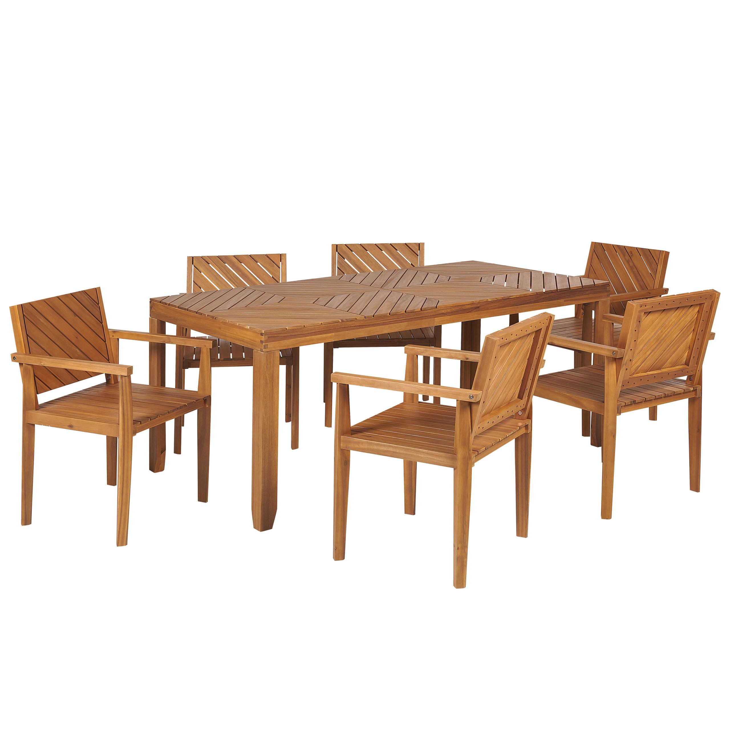 Wohnli Möbelsuche - GARTENMÖBEL SET 6-Sitzer Akazienholz hellbraun Baratti