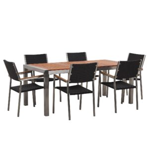 wohnli-moebel-suche-800000565202 Wohnli Möbelsuche - GARTENMÖBEL-SET 6-Sitzer Eukalyptusholz Rattan schwarz Grosseto