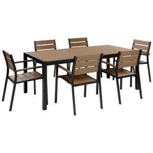 Wohnli Möbelsuche - GARTENMÖBEL SET 6-Sitzer Aluminium Kunstholz hellbraun/schwarz Vernio