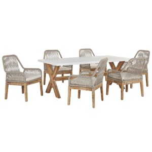 wohnli-moebel-suche-800000565211 Wohnli Möbelsuche - GARTENMÖBEL SET 6-Sitzer Faserzement 200/100 cm weiß/beige Olbia