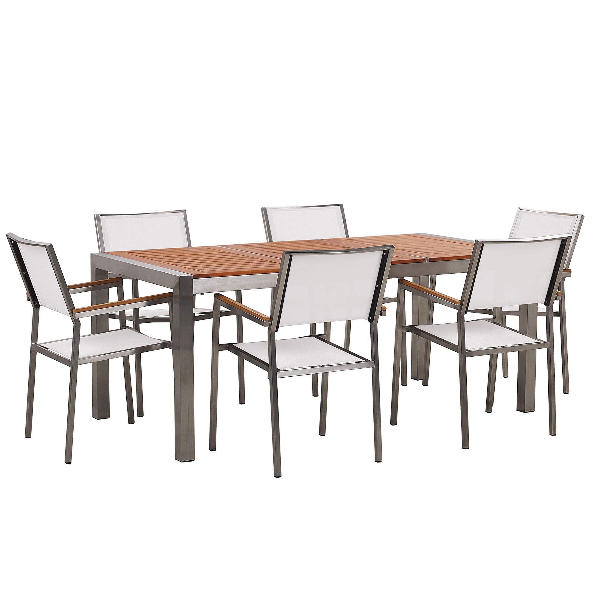 wohnli-moebel-suche-800000565214 Wohnli Möbelsuche - GARTENMÖBEL SET 6-Sitzer Eukalyptusholz Textilbespannung weiß Grosseto