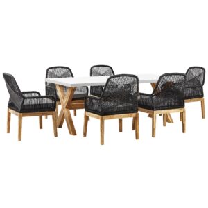 wohnli-moebel-suche-800000565217 Wohnli Möbelsuche - GARTENMÖBEL SET 6-Sitzer Faserzement 200/100 cm weiß/schwarz Olbia