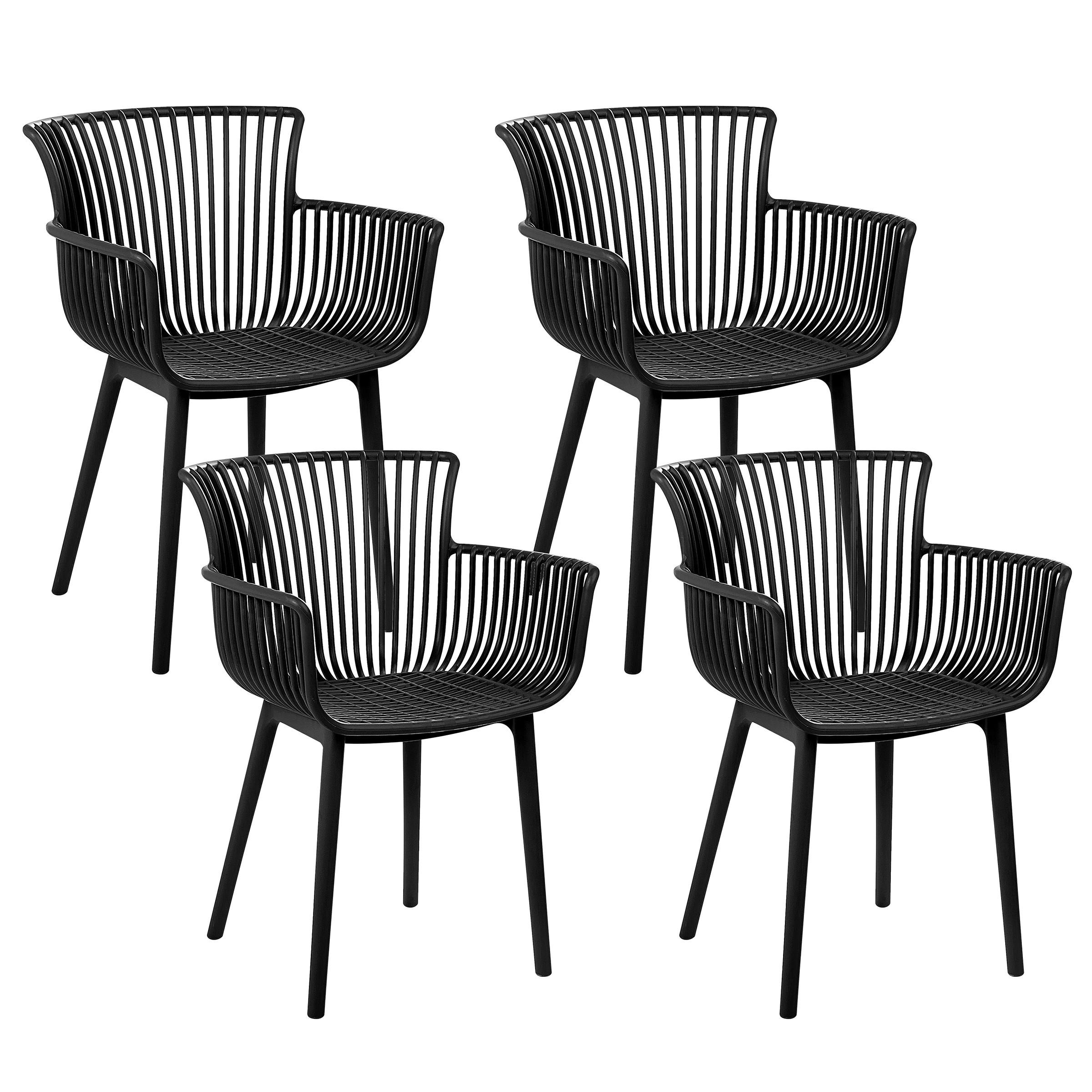 Wohnli Möbelsuche - GARTENSTUHL 4er-Set Kunststoff schwarz Pesaro
