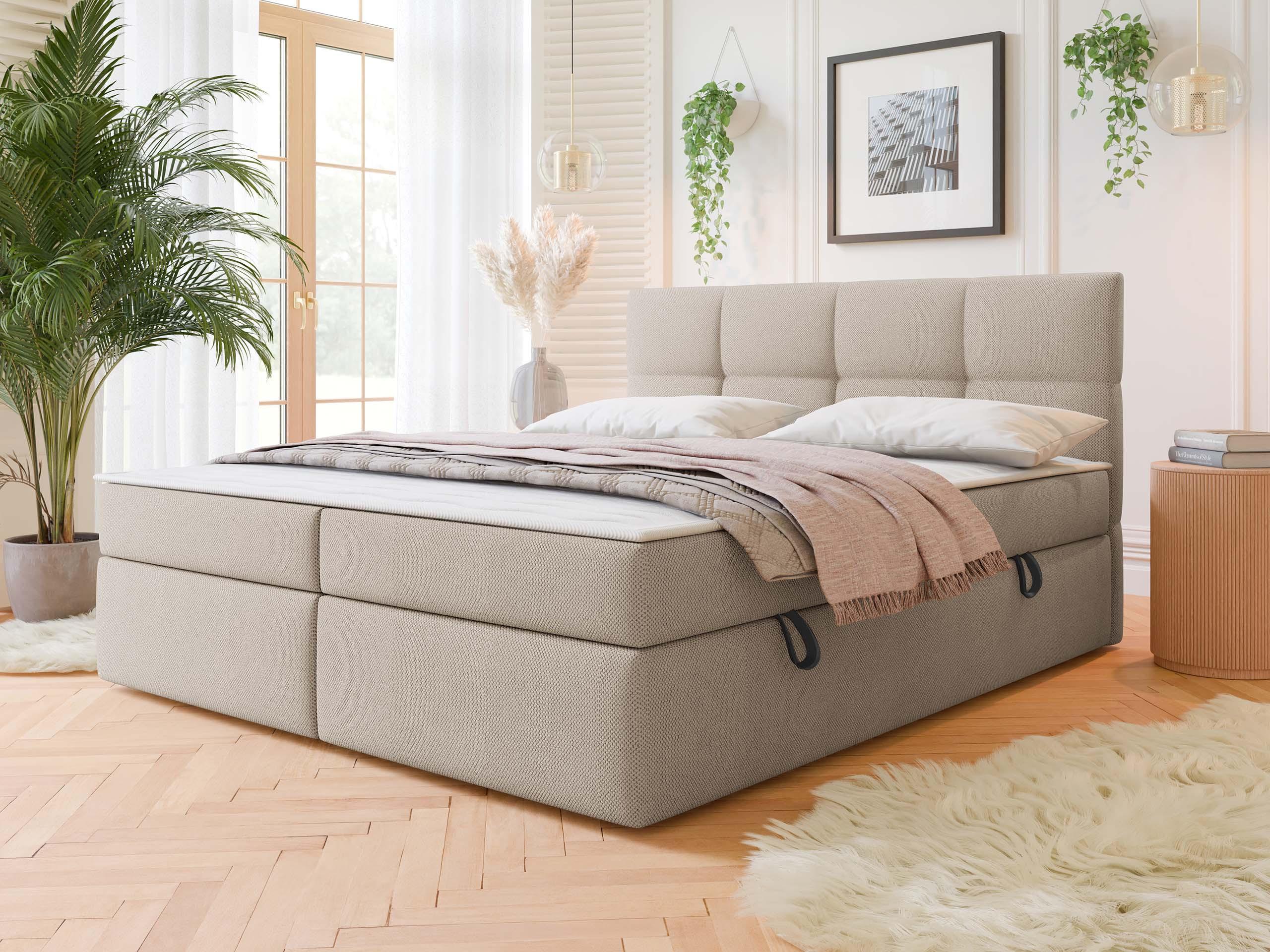 BOXBETT Figaro - H3 Textil MIRJAN24 Möbel > Betten > Boxspringbetten Weiß
