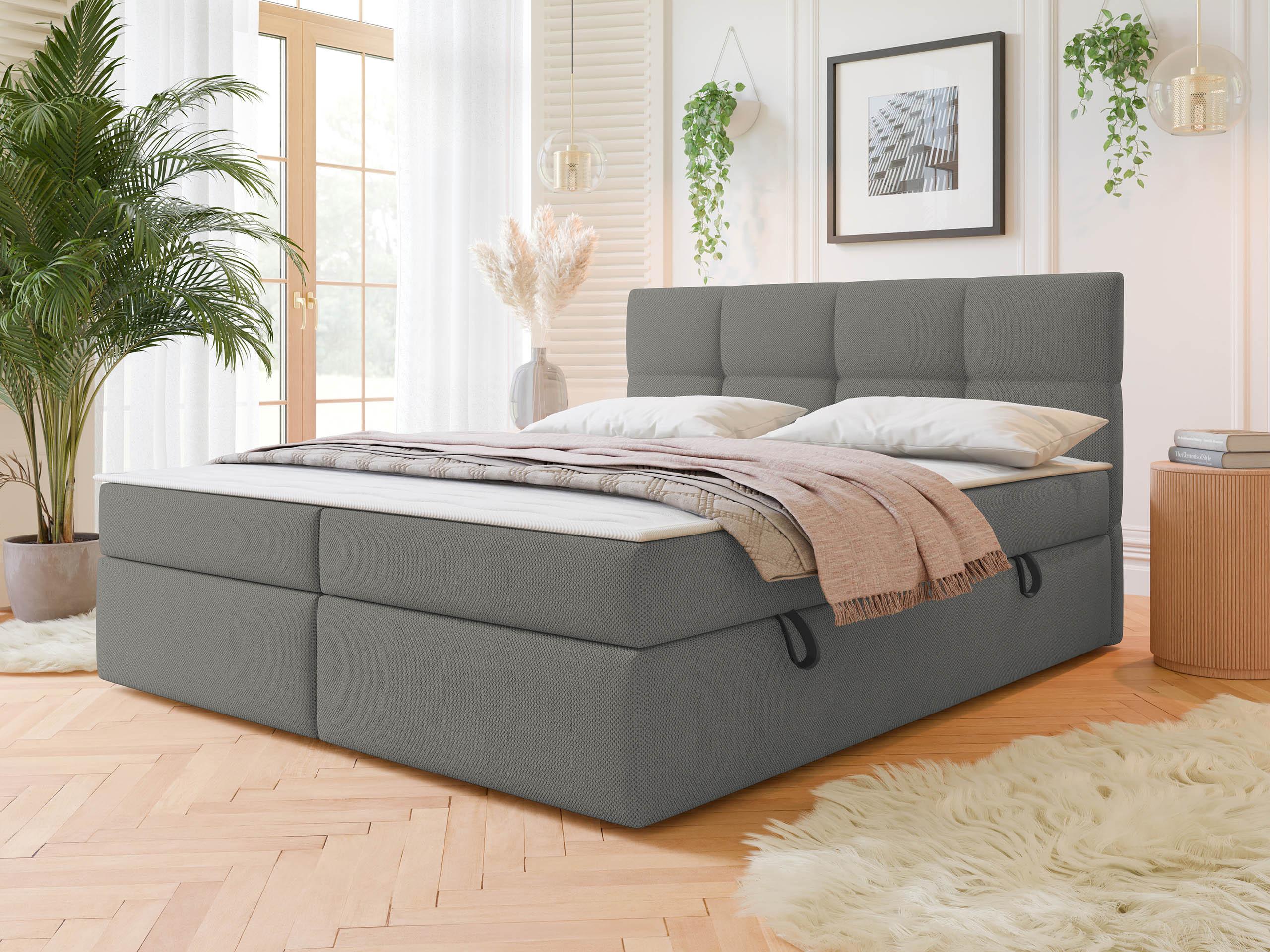 BOXBETT Figaro - H3 Textil MIRJAN24 Möbel > Betten > Boxspringbetten Grau